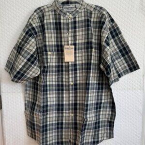 NWT Vtg Cactus Clothing Men's Cotton Linen Blend Plaid S. Sleeve Shirt Sz XXL